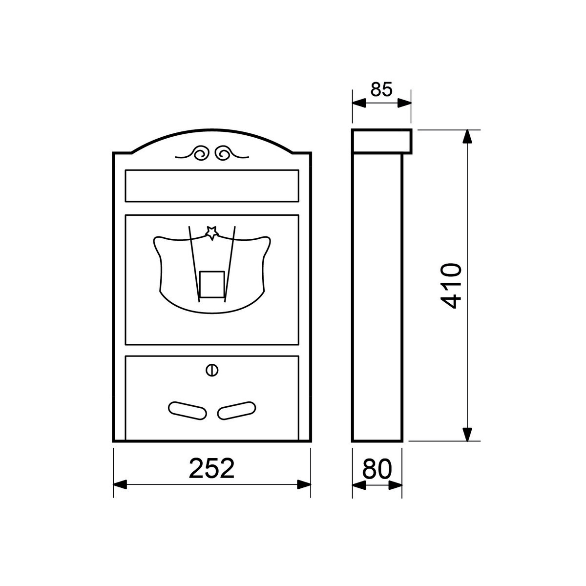 Ocelová s hliníkovým čelem poštovní schránka Richter BK.301.ZP - zlatá prášková
