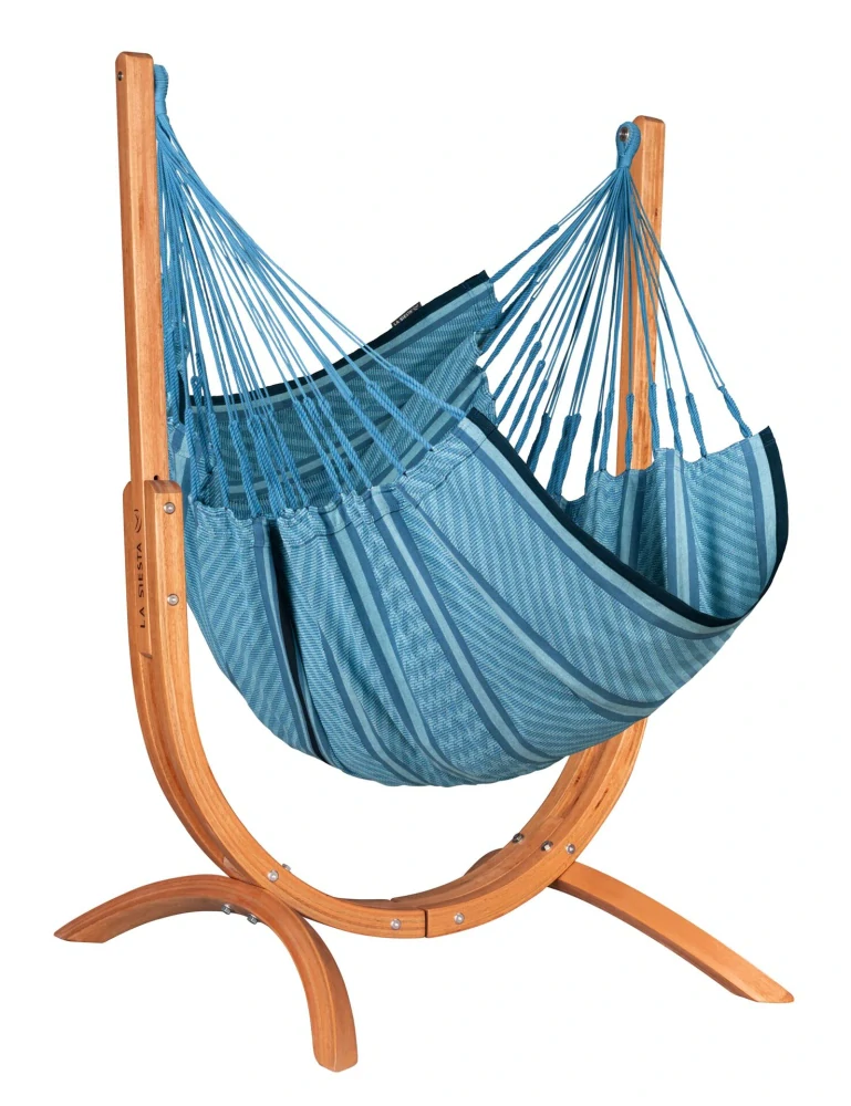 Houpací sedačka se stojanem - La Siesta Udine Organic Bluezebra