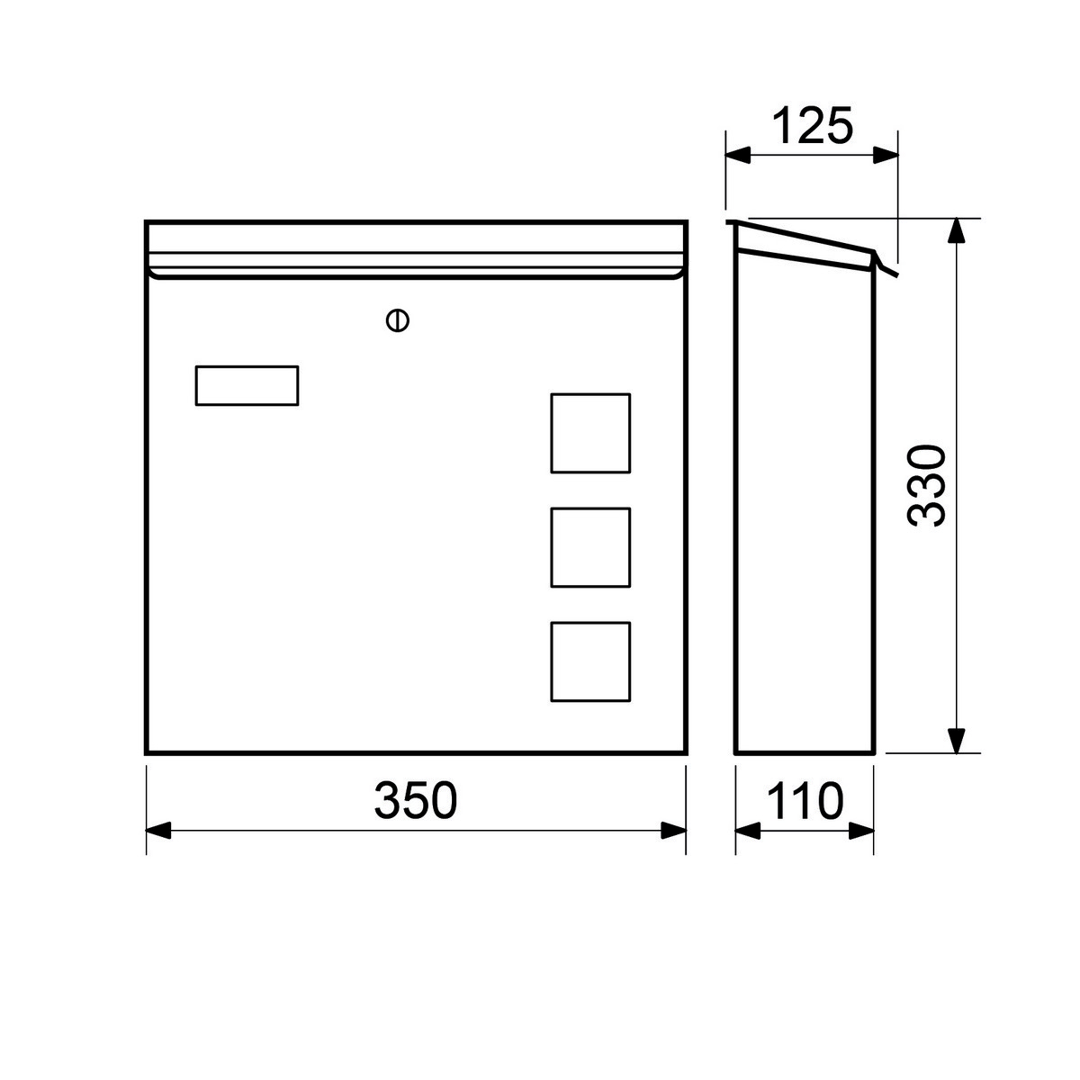 Nerezová poštovní schránka Richter - BK.703.G.N s průhledítky