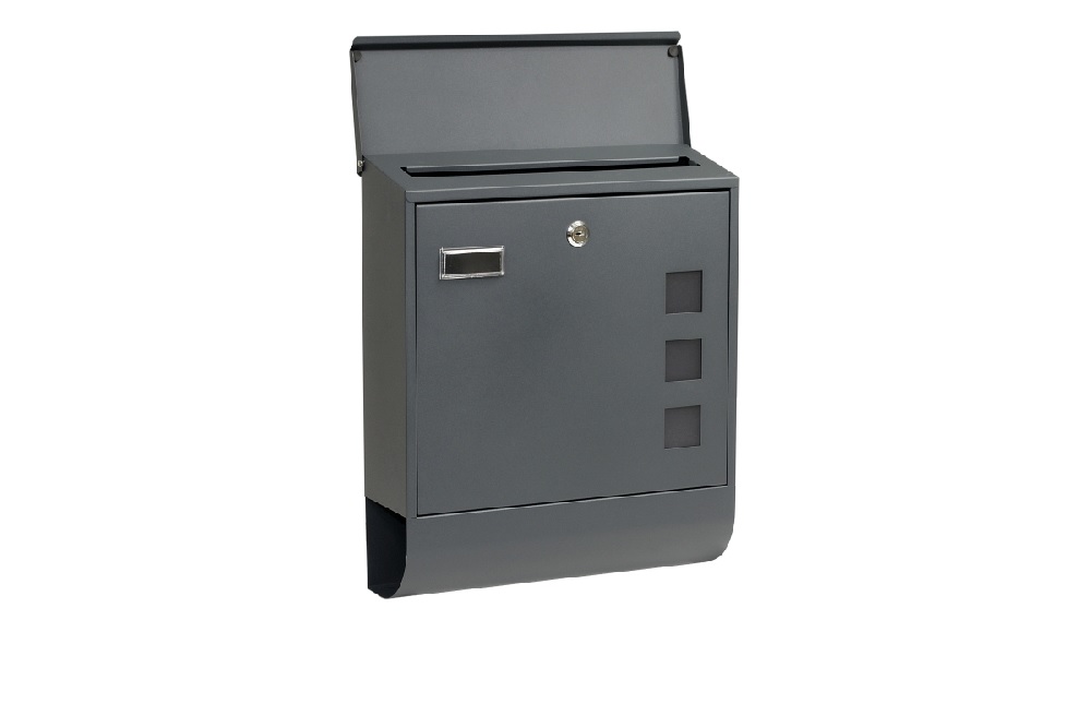 Ocelová poštovní schránka Richter BK.703.ARG.AM s průhledítky a tubusem