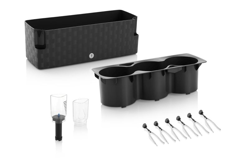 PLASTKON Samozavlažovací květináč Cobble 40x14x14 cm - kamenná šedá