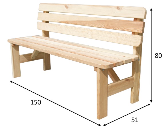 Zahradní lavice VIKING 150cm dřevěná přírodní Rojaplast