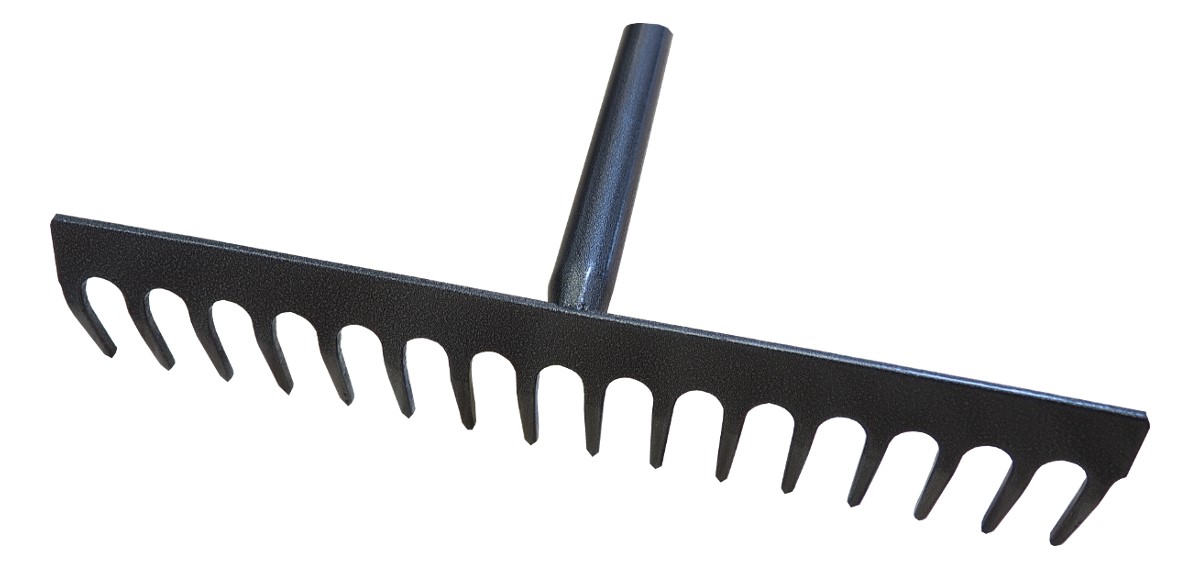 TOPTRADE hrábě standard, 12 zubů, kovové, kovová násada, délka 1500mm, Profi