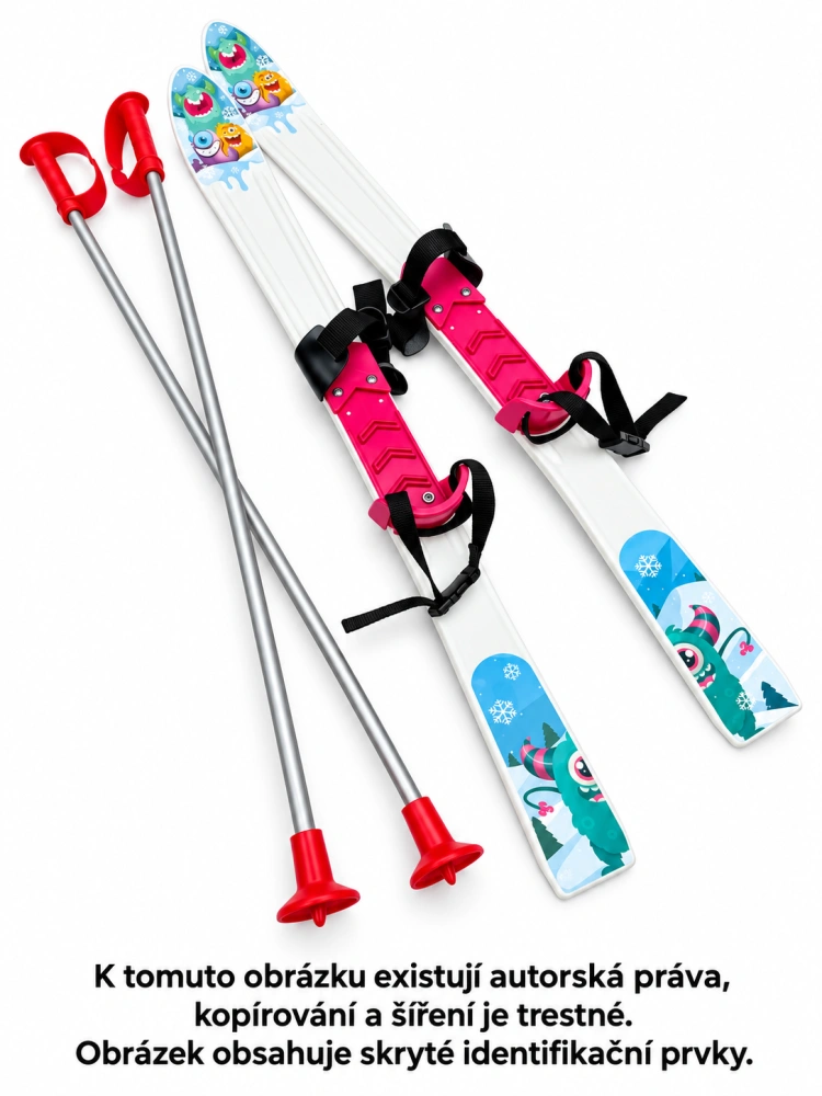 Dětské lyže BABY SKI 90cm bílo fialová - plastové kluzky na sníh - certifikované