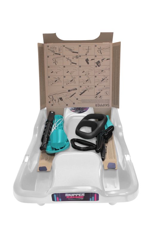 Řiditelné dětské boby SKIPPER titan modrá ice s volantem-certifikované