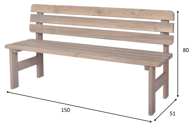 Zahradní lavice VIKING 150cm dřevěná šedá Rojaplast
