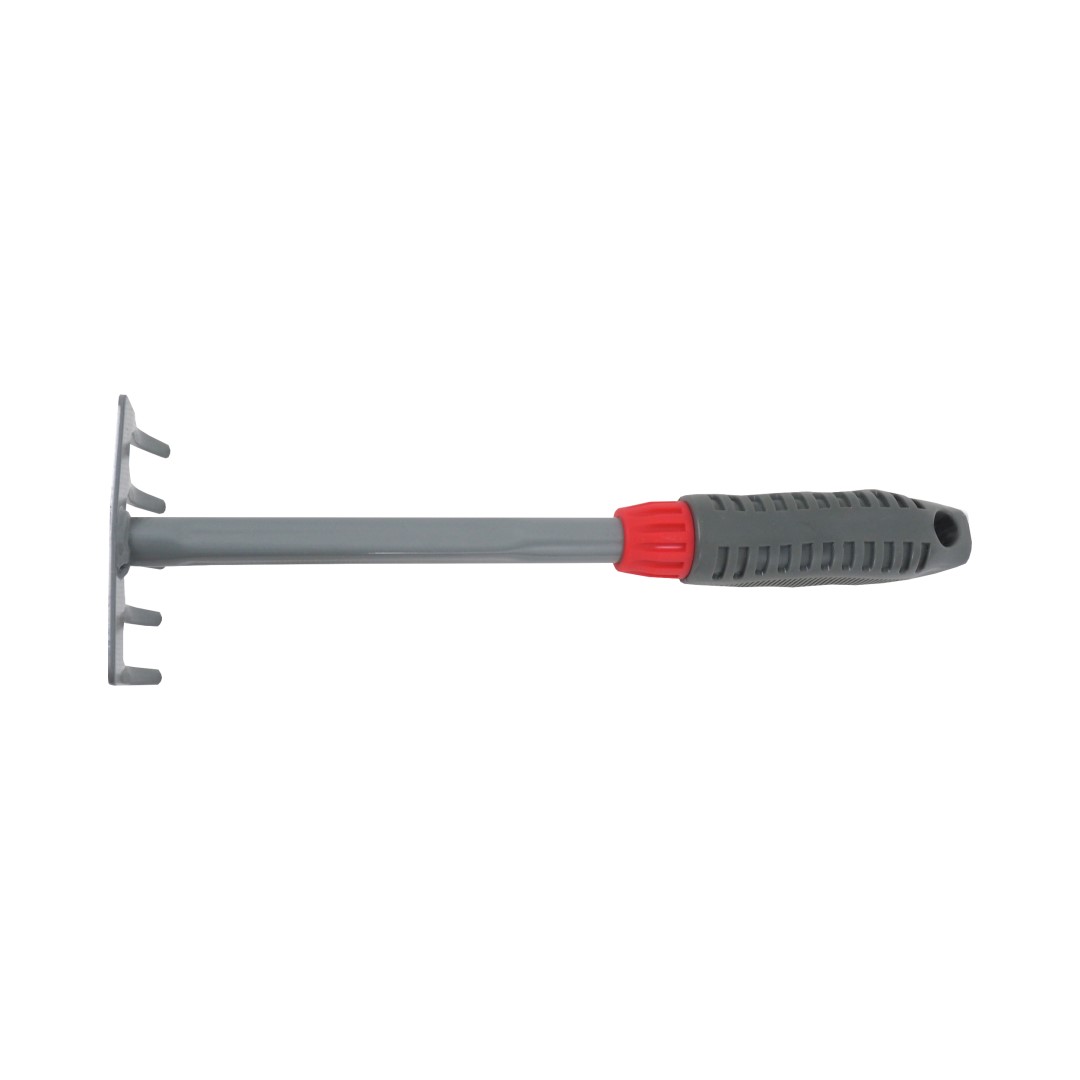 TOPTRADE hrábě kovové, 5 zubů, PP rukojeť, délka 28 cm