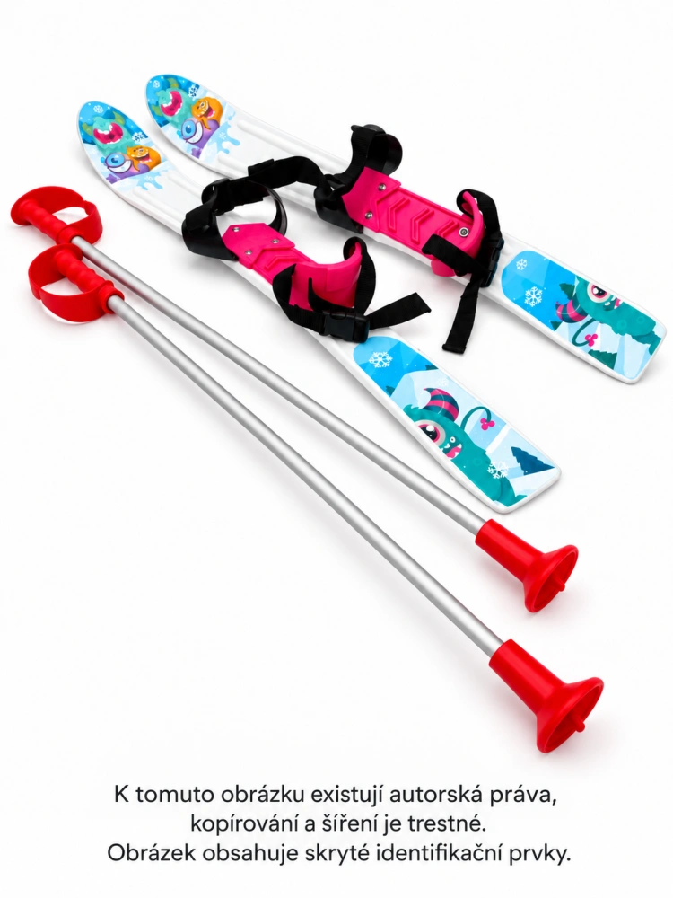 Dětské lyže BABY SKI 70cm bílo fialová - plastové kluzky na sníh - certifikované
