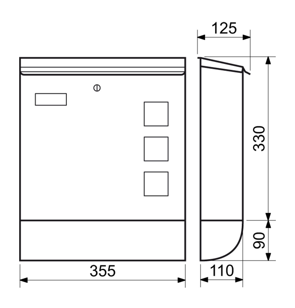 Ocelová poštovní schránka Richter BK.703.ARG.AM s průhledítky a tubusem
