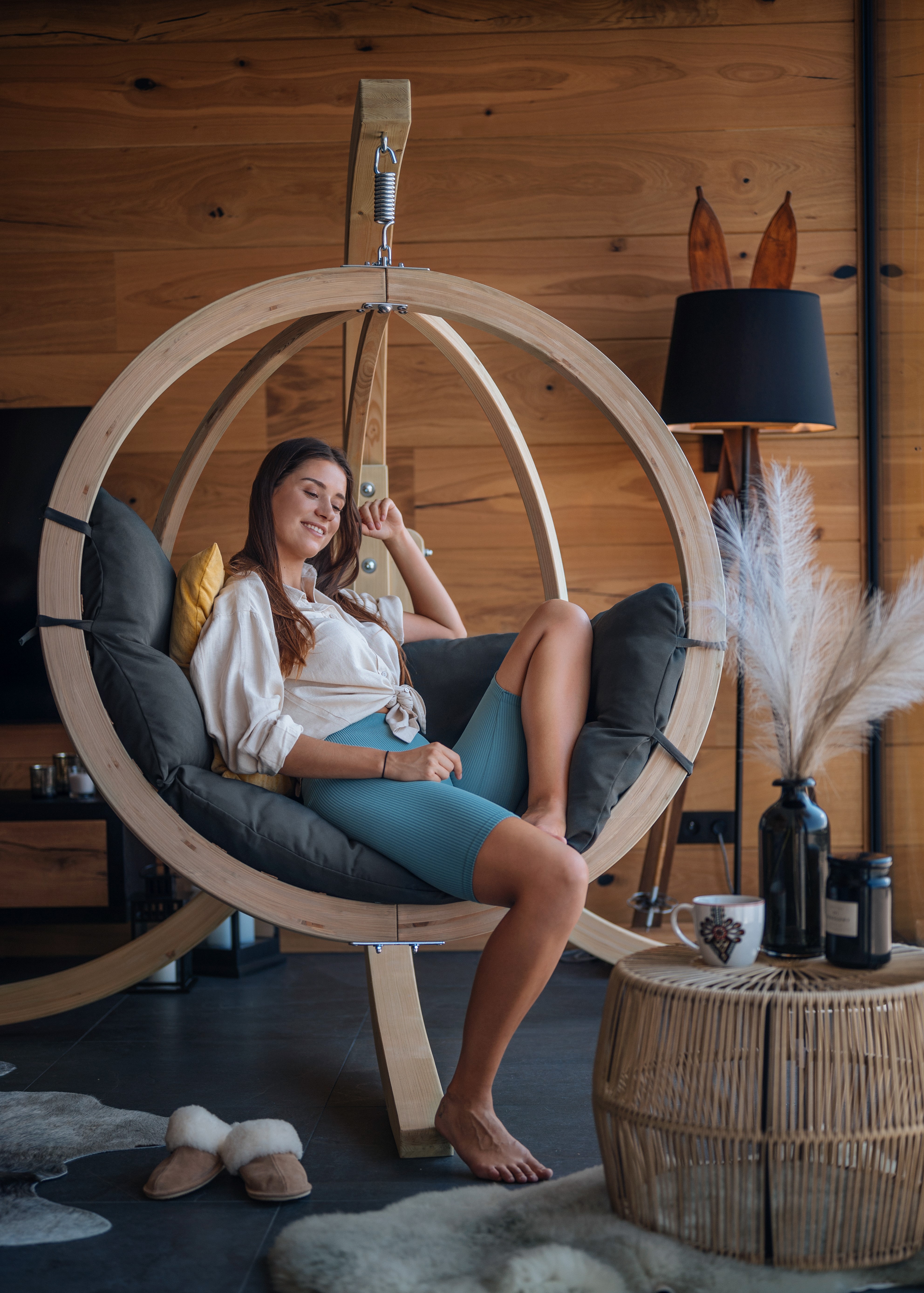 Zahradní závěsné křeslo CZILLO set antracit