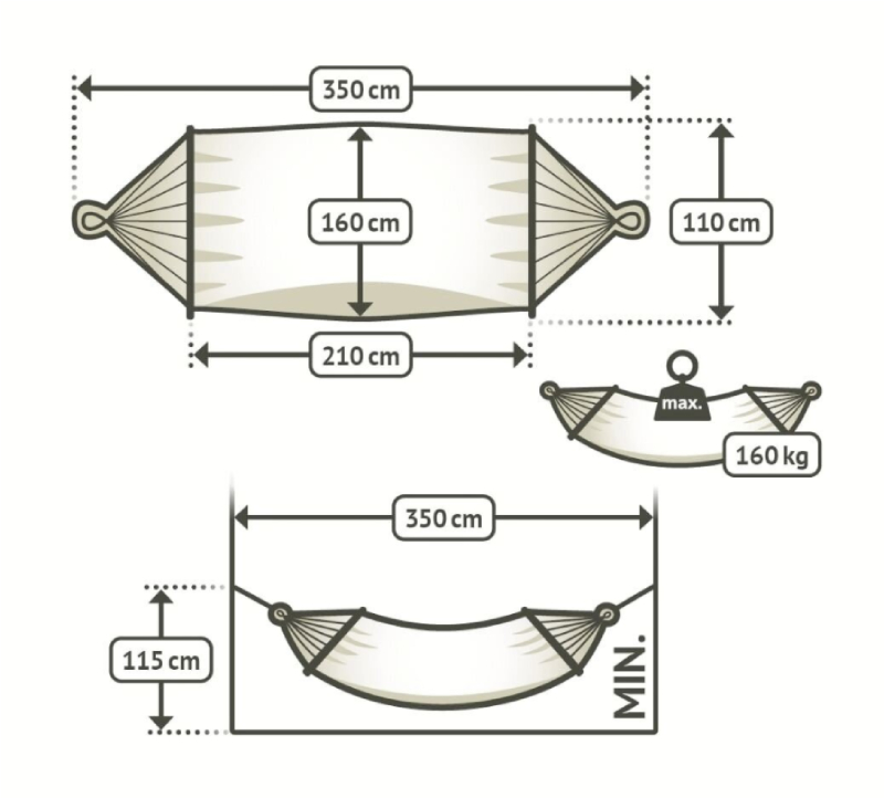 Houpací síť s tyčemi - La Siesta Alisio Double almond