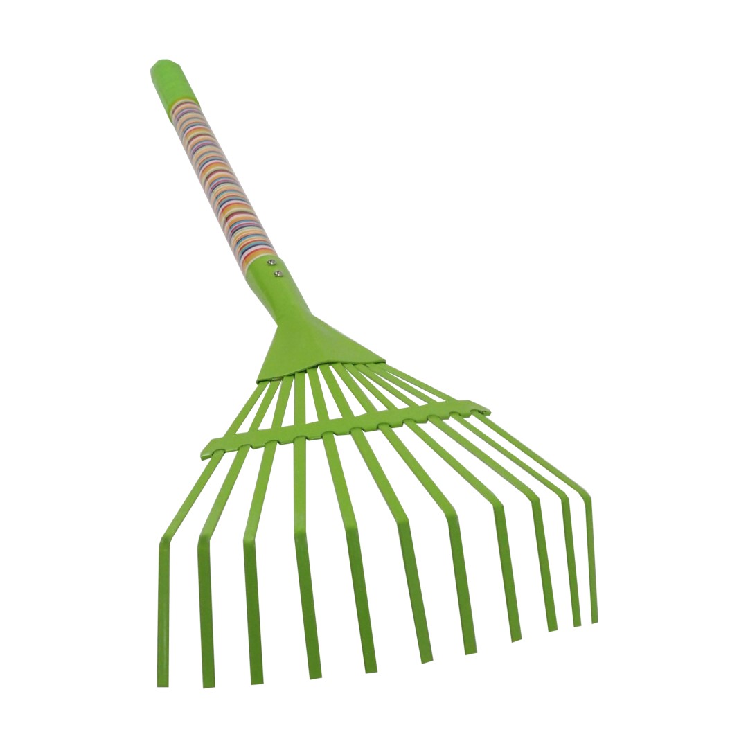 REFLEX dětské zahradní nářadí kovové - hrábě 11 lamel, dlouhá násada, 74 cm