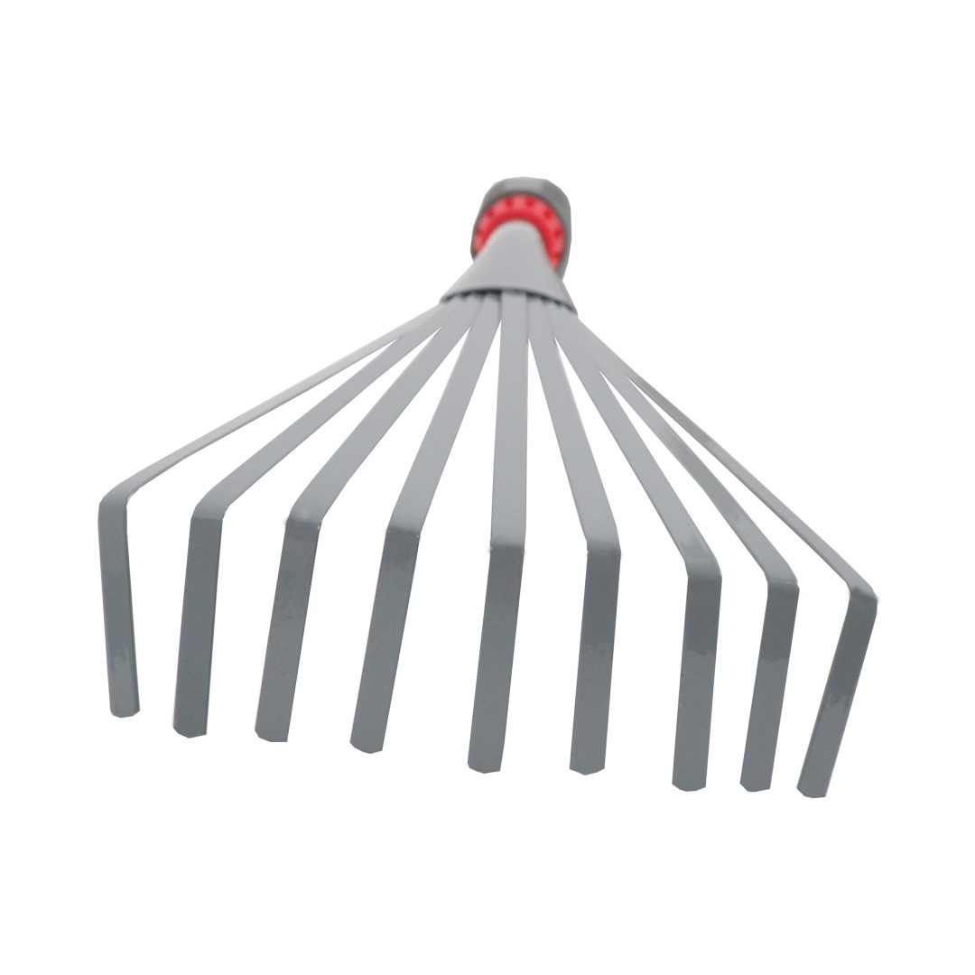 TOPTRADE hrábě kovové, na listí, 9 zubů, PP rukojeť, délka 37 cm