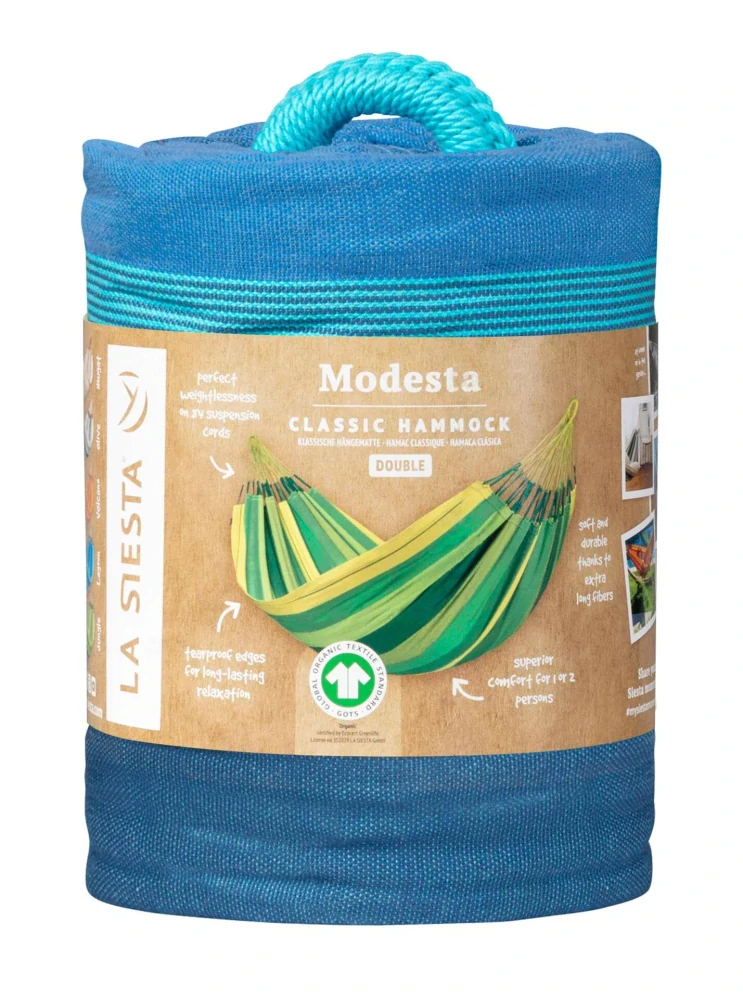 Houpací síť - La Siesta Modesta Double Stripes Lagoon