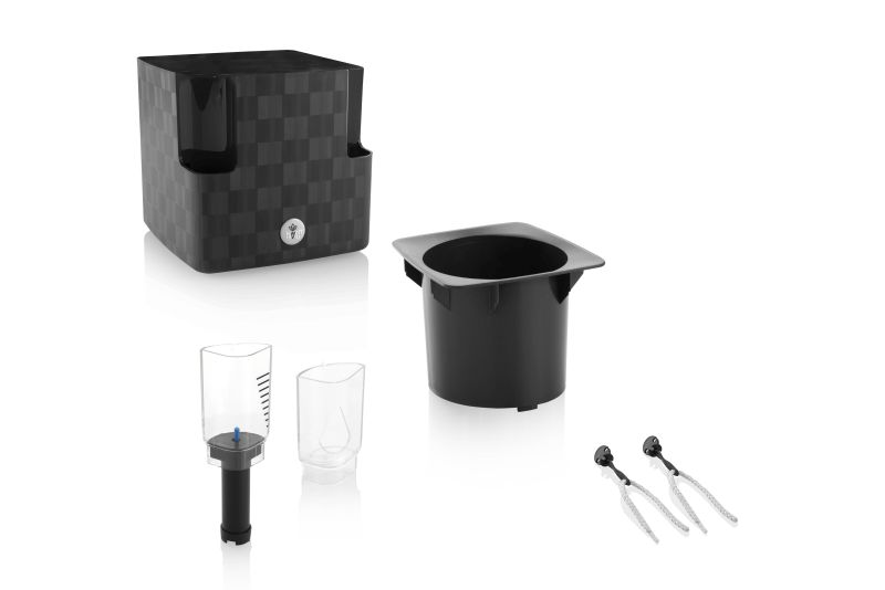 PLASTKON Samozavlažovací květináč Cobble 14x14x14 cm - antracit 