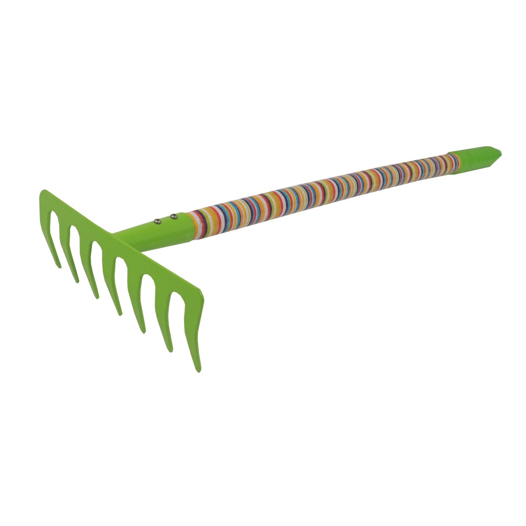 REFLEX dětské zahradní nářadí kovové - hrábě 7 zubů, dlouhá násada, 63 cm