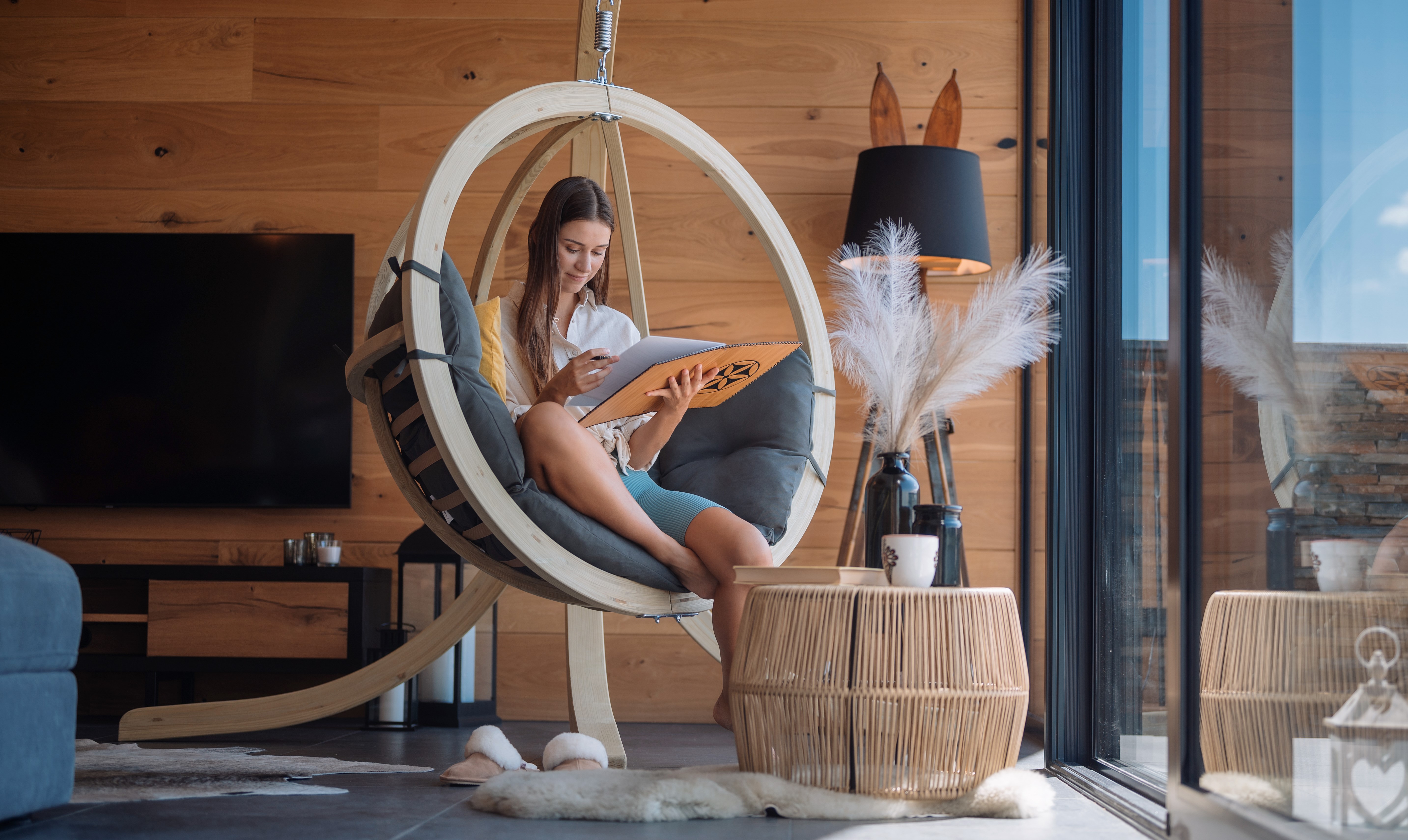 Zahradní závěsné křeslo CZILLO set antracit