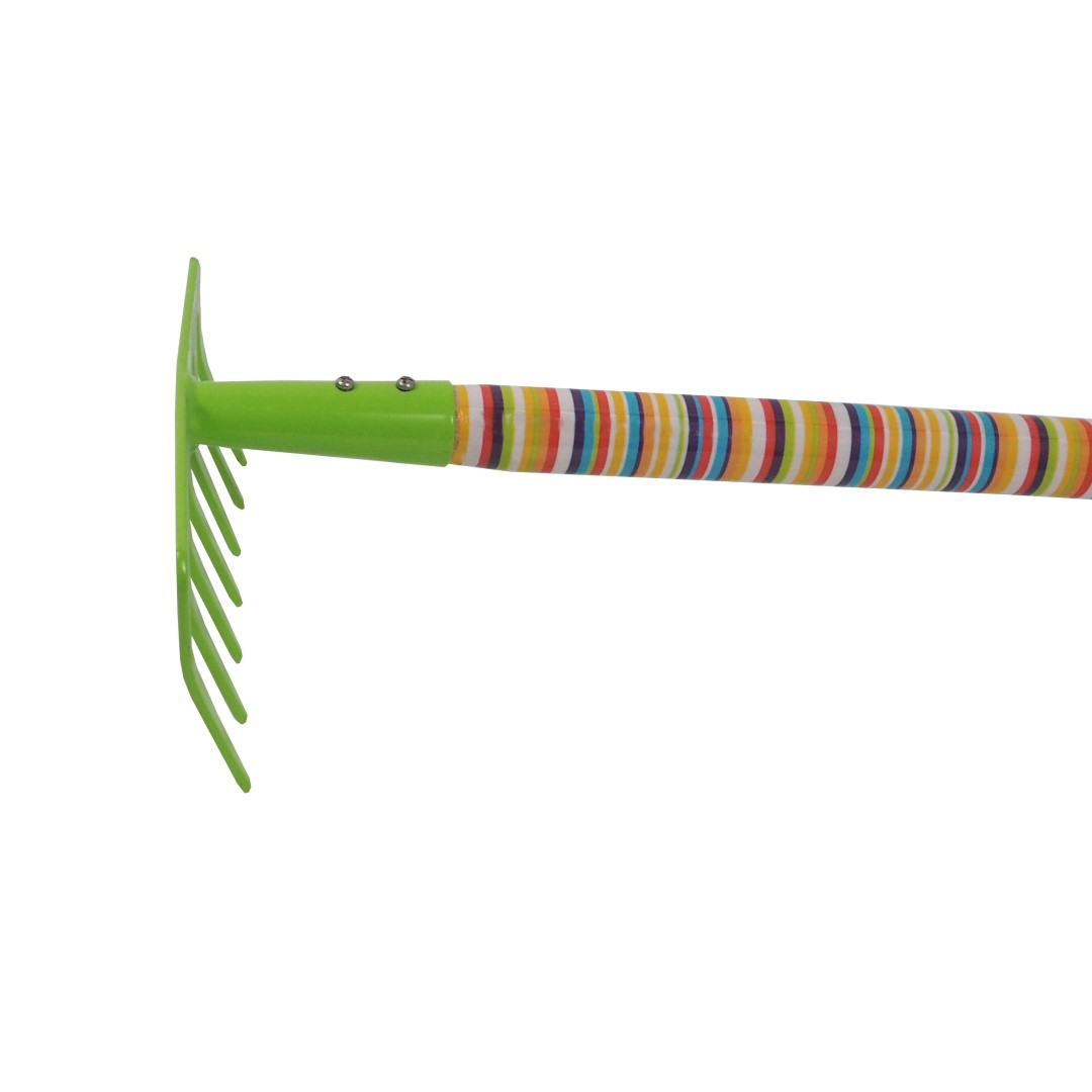 REFLEX dětské zahradní nářadí kovové - hrábě 7 zubů, dlouhá násada, 63 cm