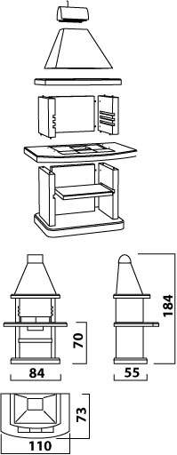 NOVERA zahradní krb s nerez. střechou