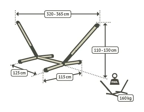 Stojan na houpací síť - La Siesta Nautico do 160kg Coolgrey